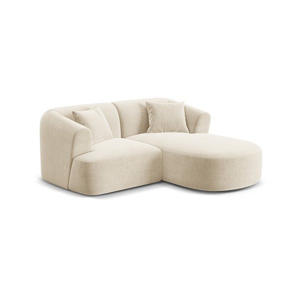 Smėlio spalvos kampinė sofa iš velveto (su dešiniuoju kampu/su gultu) Campi – Cosmopolitan Design-image-2