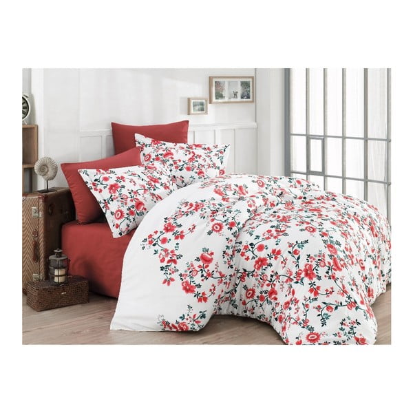 Medvilninis "Deluxe Satin Floria" viengulės lovos paklodės komplektas, 160 x 220 cm