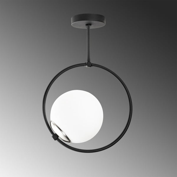 Juodos spalvos kabantis šviestuvas su stiklo gaubtu Chandelier – Opviq lights-image-1