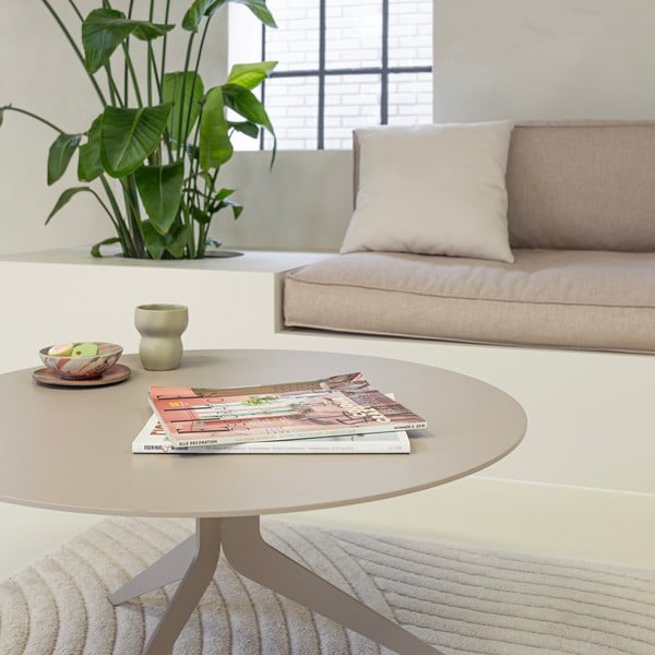 Taupe spalvos iš metalo apvalios formos kavos staliukas ø 76 cm Daley – Spinder Design-image-1