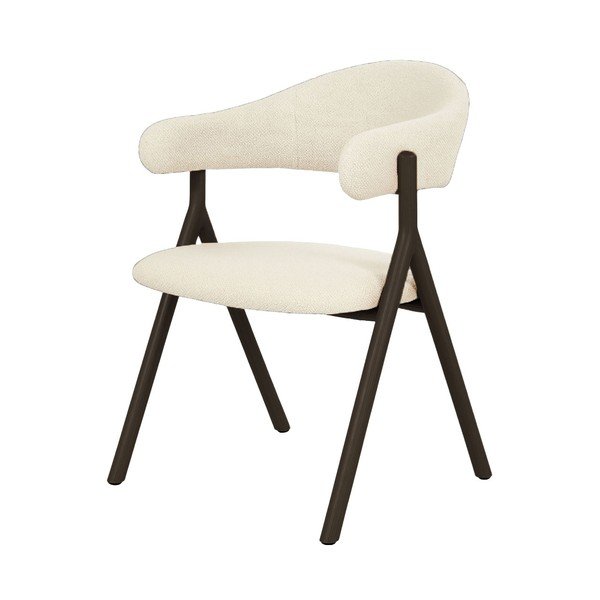 Juodos spalvos/kreminės spalvos iš audinio valgomojo kėdė su porankiais Frances – Unique Furniture