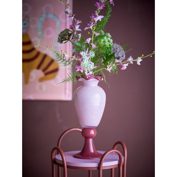 Rožinės spalvos iš stiklo  vaza (aukštis 34 cm) Frills – Bloomingville-image-3