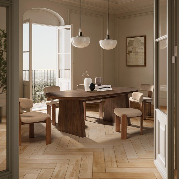 Kreminės spalvos iš audinio valgomojo kėdės 2 vnt. Nadia – MOME-image-1