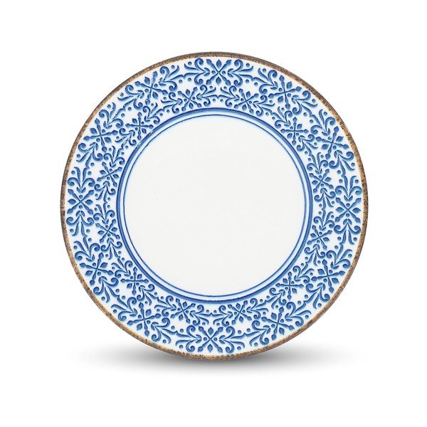Baltos spalvos/mėlynos spalvos iš porceliano  lėkštė ø 25 cm Azul – BonBistro