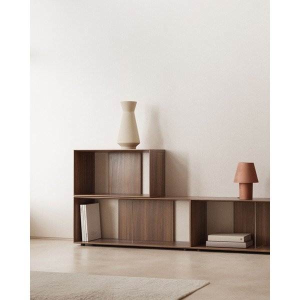 Modulinės lentynos natūralios spalvos iš riešutmedžio 6 vnt. 168x114 cm Litto – Kave Home-image-1