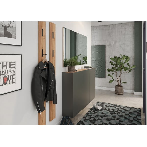 Antracito spalvos pakabinama spintelė iš ąžuolo 138x87x25 cm Libbiano – Germania-image-1