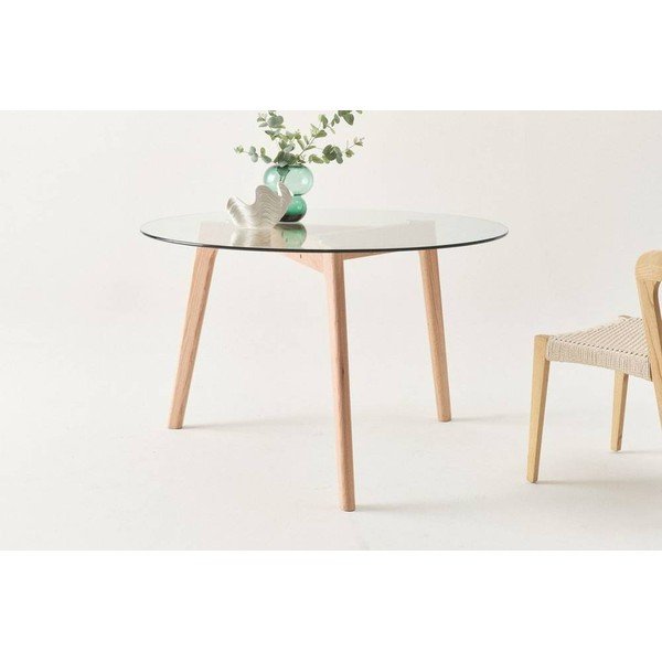 Iš ąžuolo masyvo apvalios formos valgomojo stalas ø 120 cm Malevik – Jotex-image-2