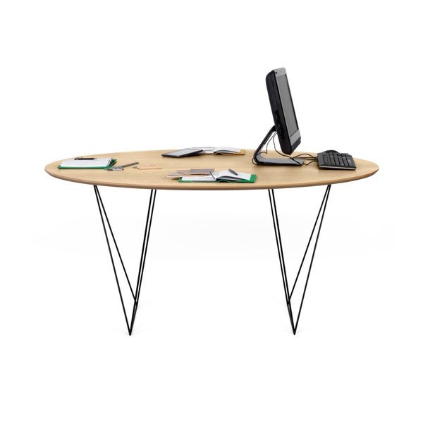 Ąžuolinis valgomojo stalas su juodu "Symbiosis Row" pagrindu, ⌀ 150 cm-image-4