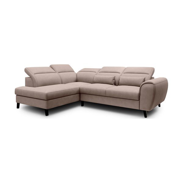 Smėlio spalvos iš velveto sulankstoma/su sandėliavimo vieta kampinė sofa (su kairiuoju kampu/„L“ formos) Noble – ELTAP-image-2