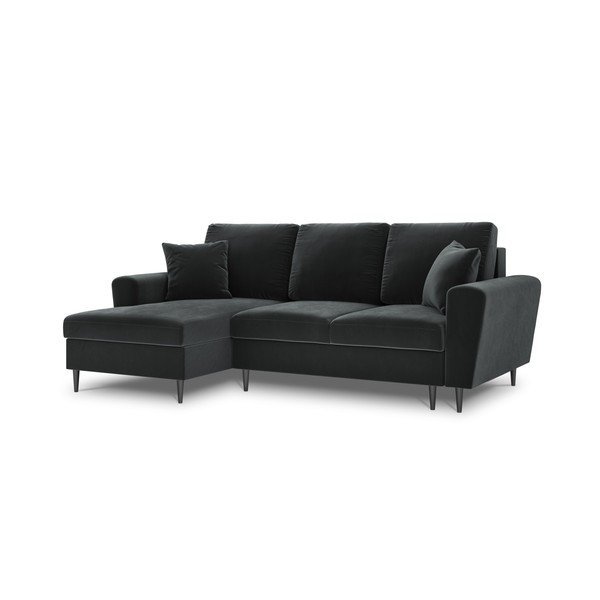 Tamsiai pilkos spalvos iš velveto sulankstoma/su sandėliavimo vieta kampinė sofa (su kairiuoju kampu/su gultu) Kyoto – Cosmopolitan Design-image-4
