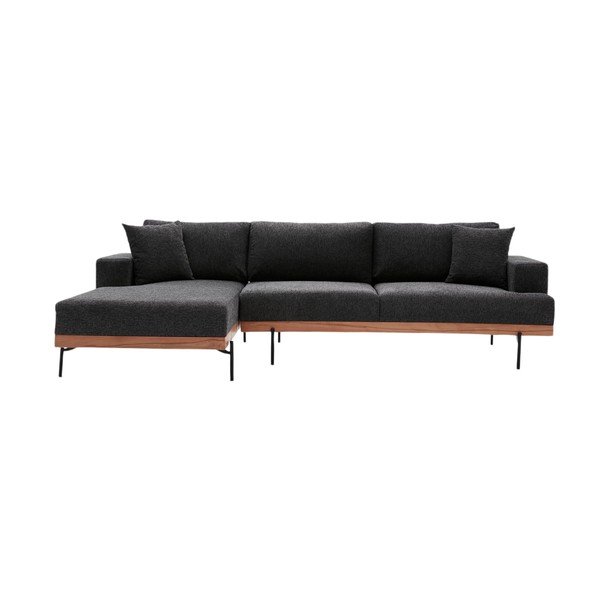 Kampinė sofa antracito spalvos (su kairiuoju kampu) Liva – Balcab Home