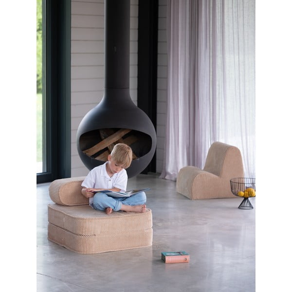 Šviesiai rudos spalvos iš kordinio velveto vaikiškas krėslas Flip – Wigiwama-image-3