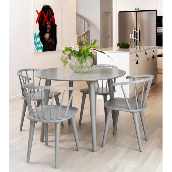 Šviesiai pilka valgomojo kėdė iš kaučiuko medienos Rowico Carmen-image-1