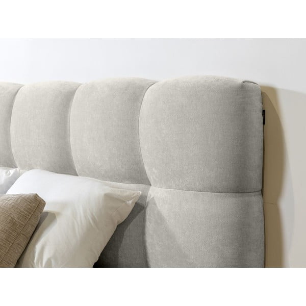 Dvigulė lova šviesiai pilkos spalvos audiniu dengta su lovos grotelėmis 180x200 cm Kumo – Bobochic Paris-image-1