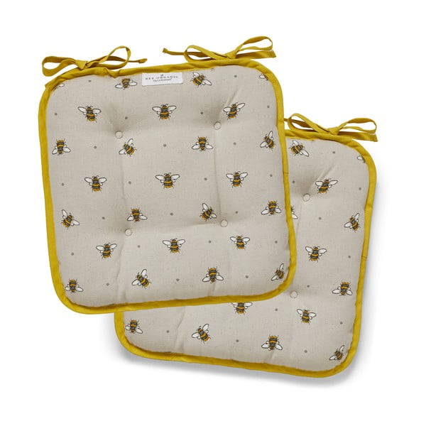 Smėlio ir geltonos spalvos medvilninė pagalvėlė Cooksmart ® Bumble Bees-image-4