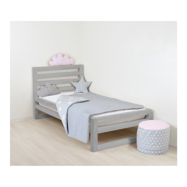 Vaikiška pilka medinė viengulė lova "Benlemi DeLuxe", 180 x 120 cm