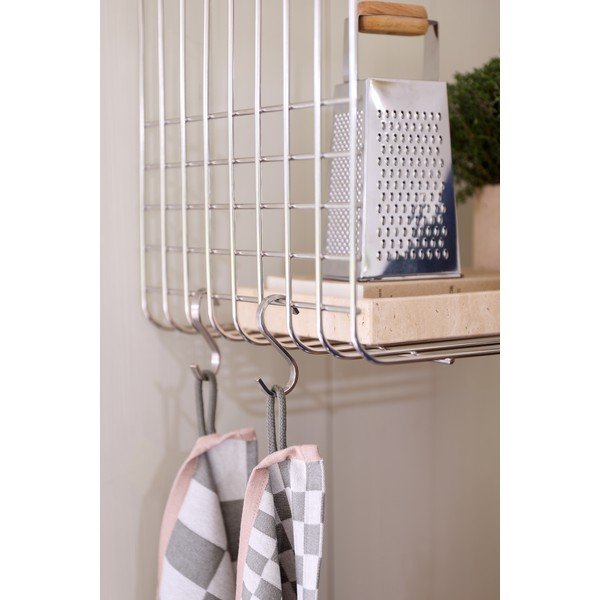 Blizgios sidabrinės spalvos iš metalo kelių aukštų sieninė lentyna 38 cm Wire – Mette Ditmer Denmark-image-2