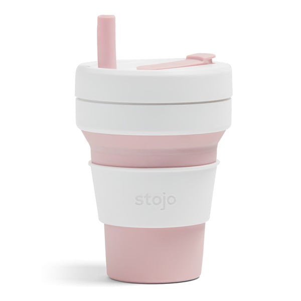 Baltai rožinis kelioninis puodelis Stojo Biggie Rose, 470 ml