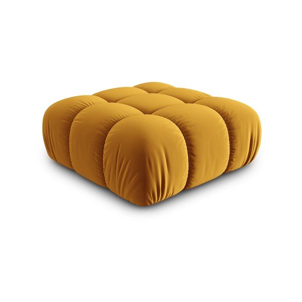 Modulinė taburetė geltonos spalvos iš velveto Bellis – Micadoni Home-image-3
