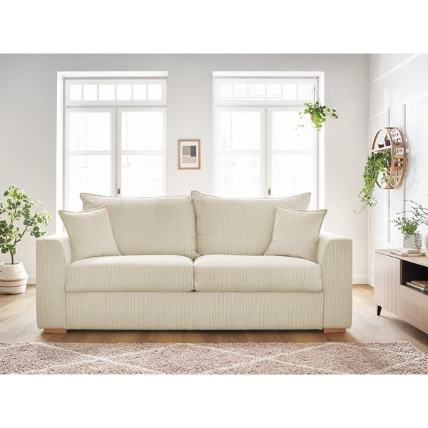 Iš kordinio velveto sulankstoma sofa kreminės spalvos 225 cm Augustin – Bobochic Paris-image-1
