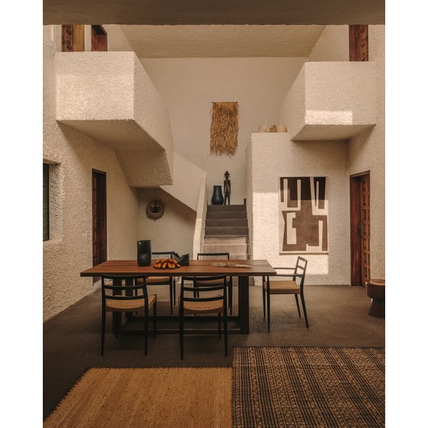 Iš tikmedžio masyvo valgomojo stalas natūralios spalvos 100x220 cm Sashi – Kave Home-image-1