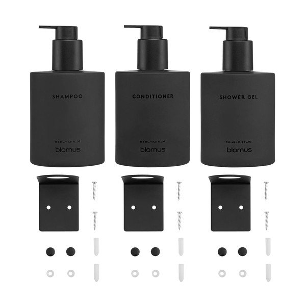 Sieniniai juodos spalvos iš stiklo muilo dozatoriai 3 vnt. 350 ml Kirei – Blomus-image-4