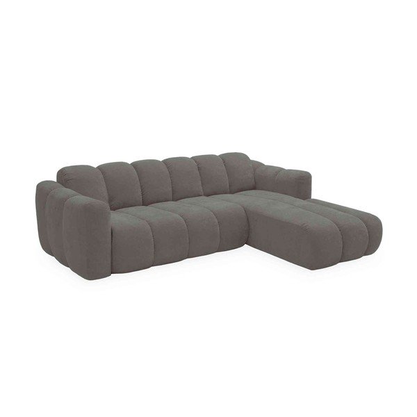 Pilkos spalvos sulankstoma kampinė sofa iš šenilinio audinio (su dešiniuoju kampu) Michell – Miuform