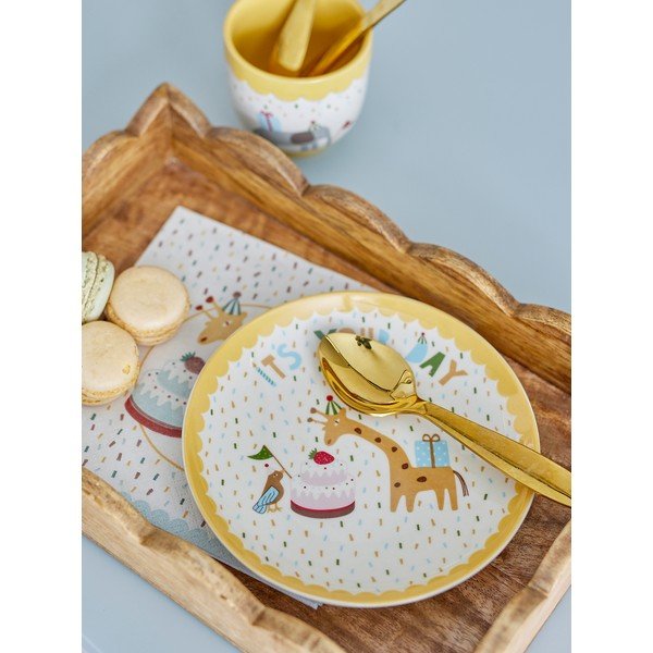 Geltonos spalvos/kreminės spalvos iš akmens masės vaikiška lėkštė ø 16 cm Celebrate – Bloomingville Mini-image-1