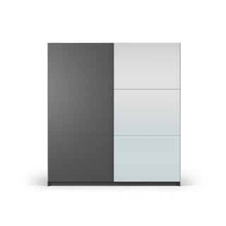 Tamsiai pilka spinta su veidrodžiu ir stumdomomis durimis 200x215 cm Lisburn - Cosmopolitan Design