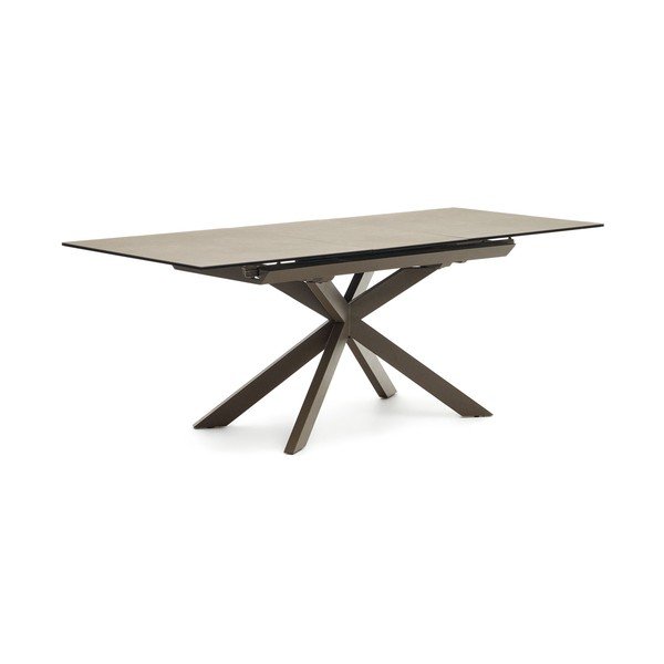 Iš keraminės plokštės prailginamas valgomojo stalas rudos spalvos 90x160 cm Atminda – Kave Home-image-4