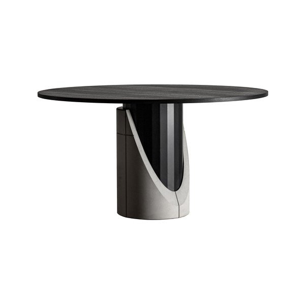 Apvalus valgomojo stalas su ąžuoliniu stalviršiu 140x140 cm Sharp - Lyon Béton-image-2