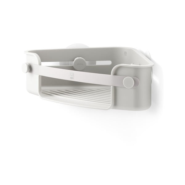 Kampinė vonios lentyna iš perdirbto plastiko, klijuojama, pilkos spalvos Flex Adhesive – Umbra