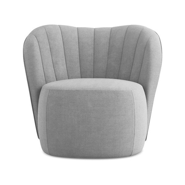 Pilkos spalvos krėslas iš šenilinio audinio Keloa – Makamii-image-1