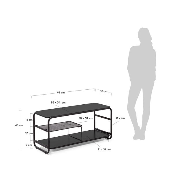 Juodos spalvos televizoriaus spintelė Kave Home Academy, 98 x 46 cm-image-4