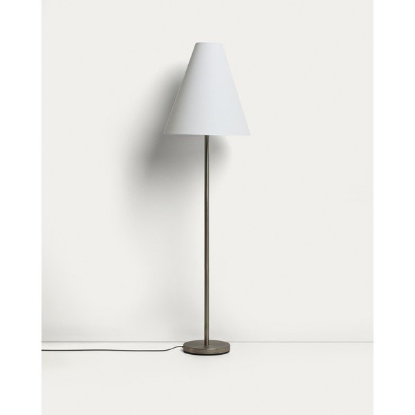 Sidabrinės spalvos pastatomas šviestuvas (aukštis 153 cm) su tekstiliniu gaubtu Navat – Kave Home-image-3