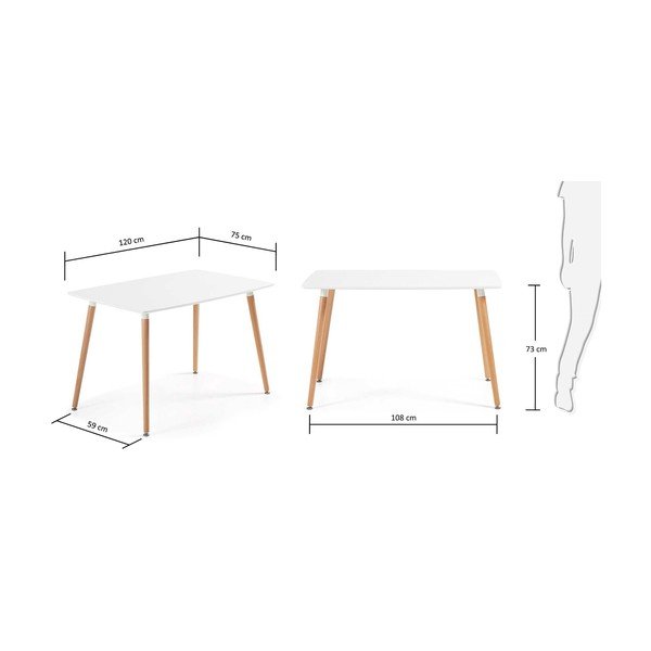 Bukmedžio medienos valgomojo stalas Kave Home Daw, 120 x 75 cm-image-3