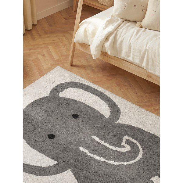 Skalbiamas/rankų darbo pilkos spalvos/kreminės spalvos iš medvilnės vaikiškas kilimas 140x200 cm Snuggle Emil – Hanse Home-image-2