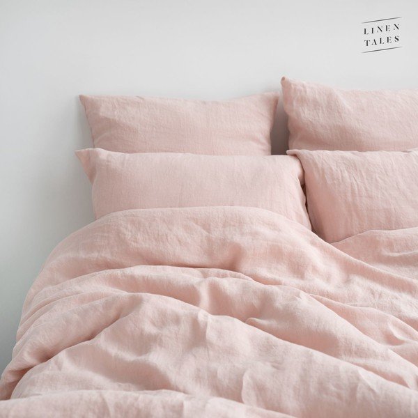 Iš lino dvigulis/itin ilgas antklodės užvalkalas šviesiai rožinės spalvos 200x220 cm Misty Rose – Linen Tales-image-1
