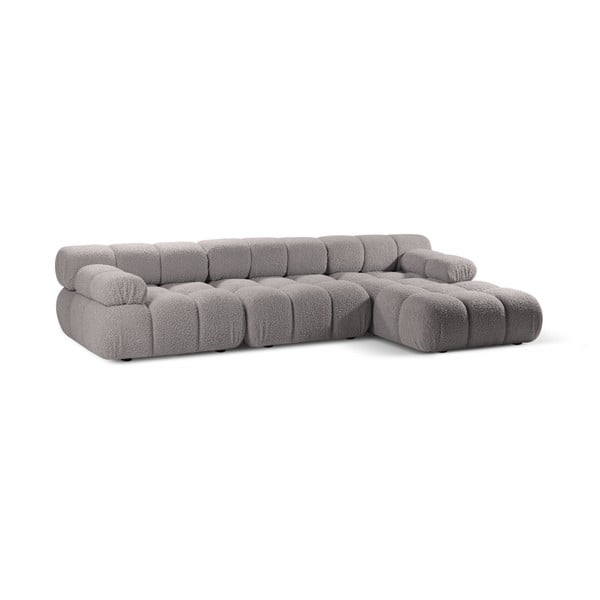 Iš boucle modulinė kampinė sofa šviesiai pilkos spalvos (su dešiniuoju kampu) Bellis – Micadoni Home-image-3