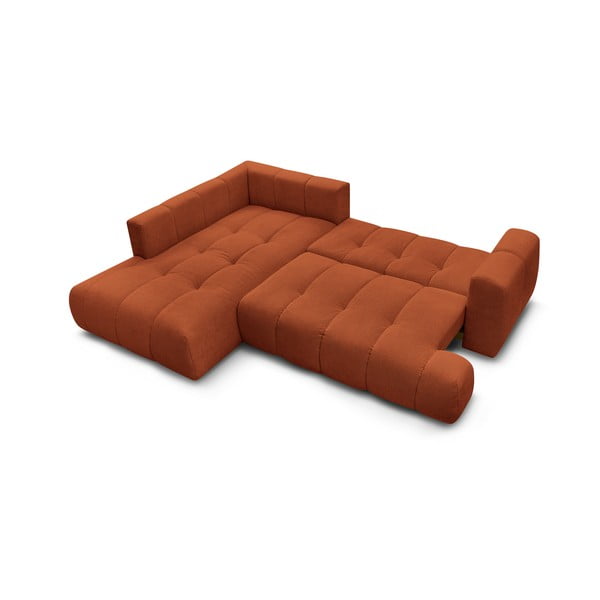 Raudonos plytų spalvos sulankstoma/su sandėliavimo vieta kampinė sofa (su kairiuoju kampu/„L“ formos) Fuji – Bobochic Paris-image-4