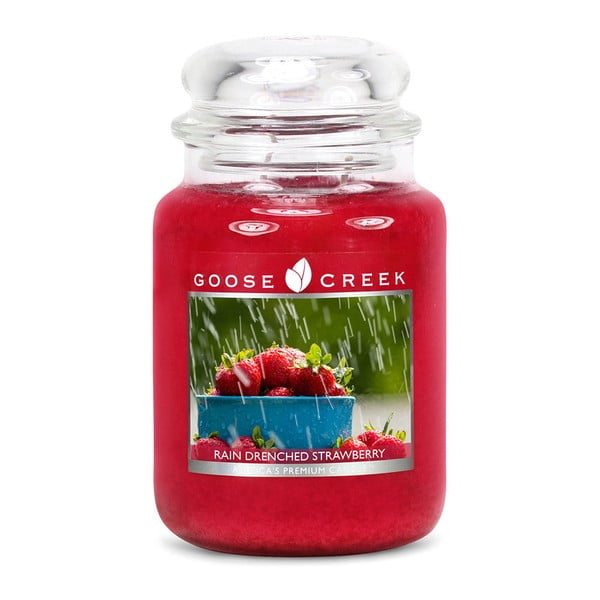 "Goose Creek Strawberries in the Rain" kvapioji žvakė, 150 valandų degimo trukmė