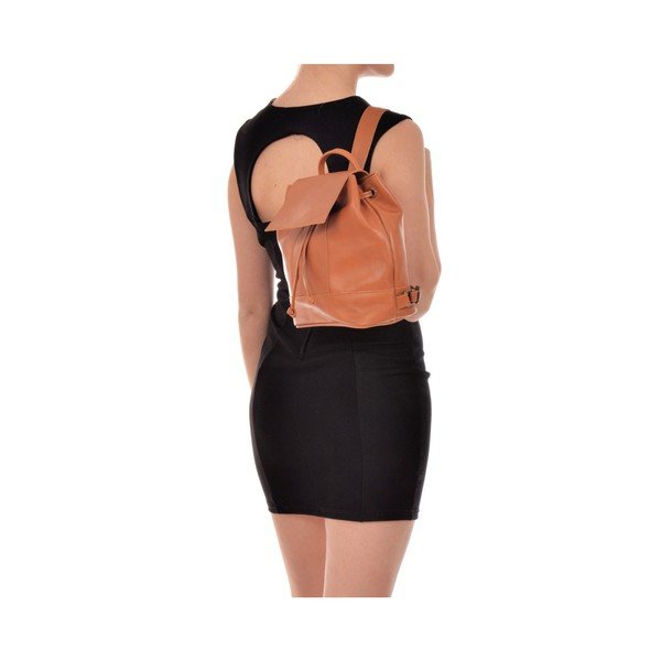 Cognac brown leather women's backpack Roberta M Ramida-image-2