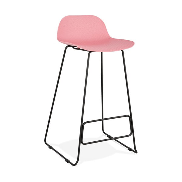 Rožinė baro kėdė juodomis kojomis Kokoon Slade, sėdynės aukštis 76 cm