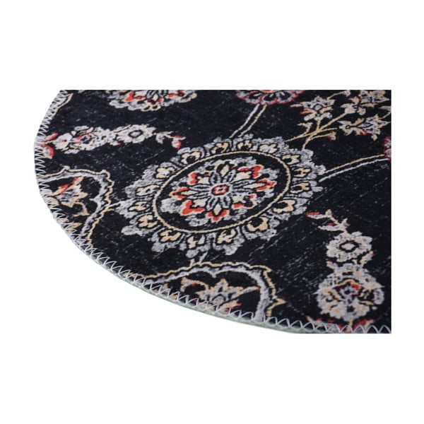 Skalbiamas apvalios formos kilimas juodos spalvos ø 100 cm – Vitaus-image-2