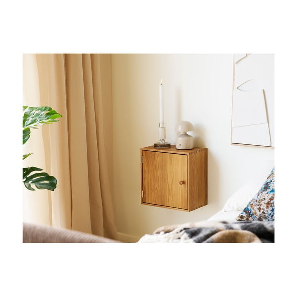 Natūralios spalvos iš ąžuolo masyvo kelių aukštų sieninė lentyna 18 cm Townsville – House Nordic-image-1