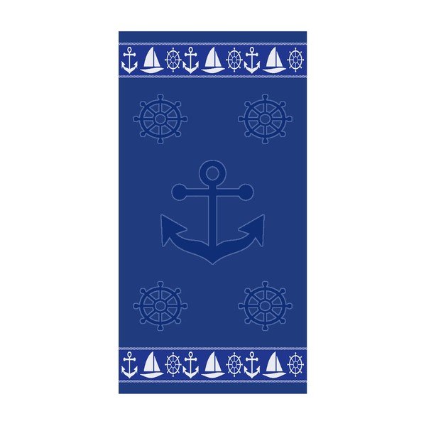 Mėlynos spalvos iš medvilnės paplūdimio rankšluostis 70x140 cm Anchor – B.E.S.