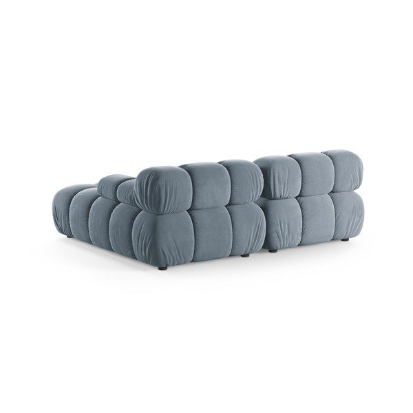 Pilkos spalvos modulinė kampinė sofa iš velveto (su dešiniuoju kampu/su gultu) – Micadoni -image-3