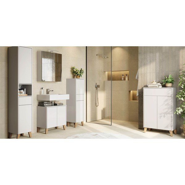 Kreminės spalvos matinis spintelė po kriaukle 60x59 cm Arnea – Germania-image-4