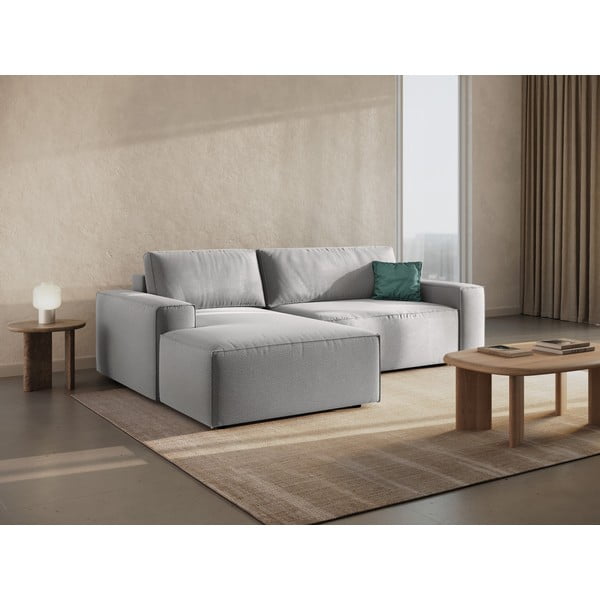 Sulankstoma kampinė sofa šviesiai pilkos spalvos (su kairiuoju kampu) Jodie – Micadoni Home-image-1