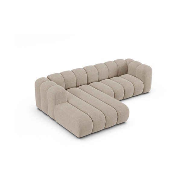 Smėlio spalvos kampinė sofa iš šenilinio audinio (su kairiuoju kampu/su gultu) Lupine – Micadoni -image-2